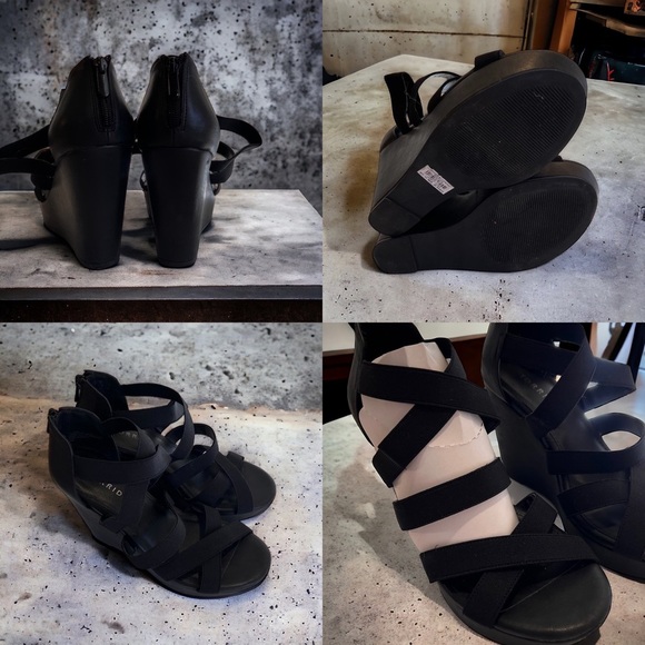Torrid Black Stretchy platform wedge sandals. Zip up heel. Easy on off. 9.5 Wide - Picture 13 of 15
